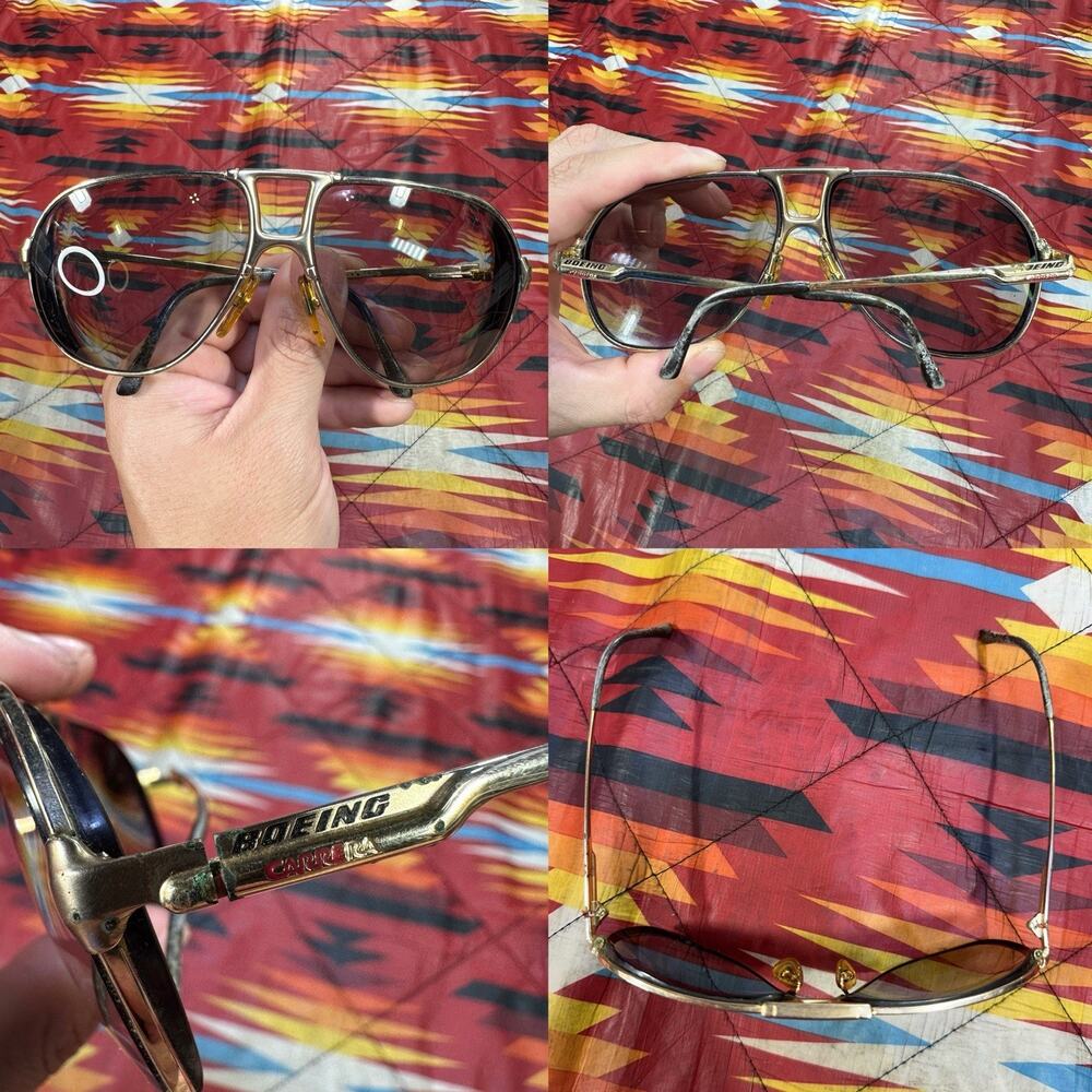 Vintage Carrera Boeing Collection Aviator Gold Sunglasses FLAWS